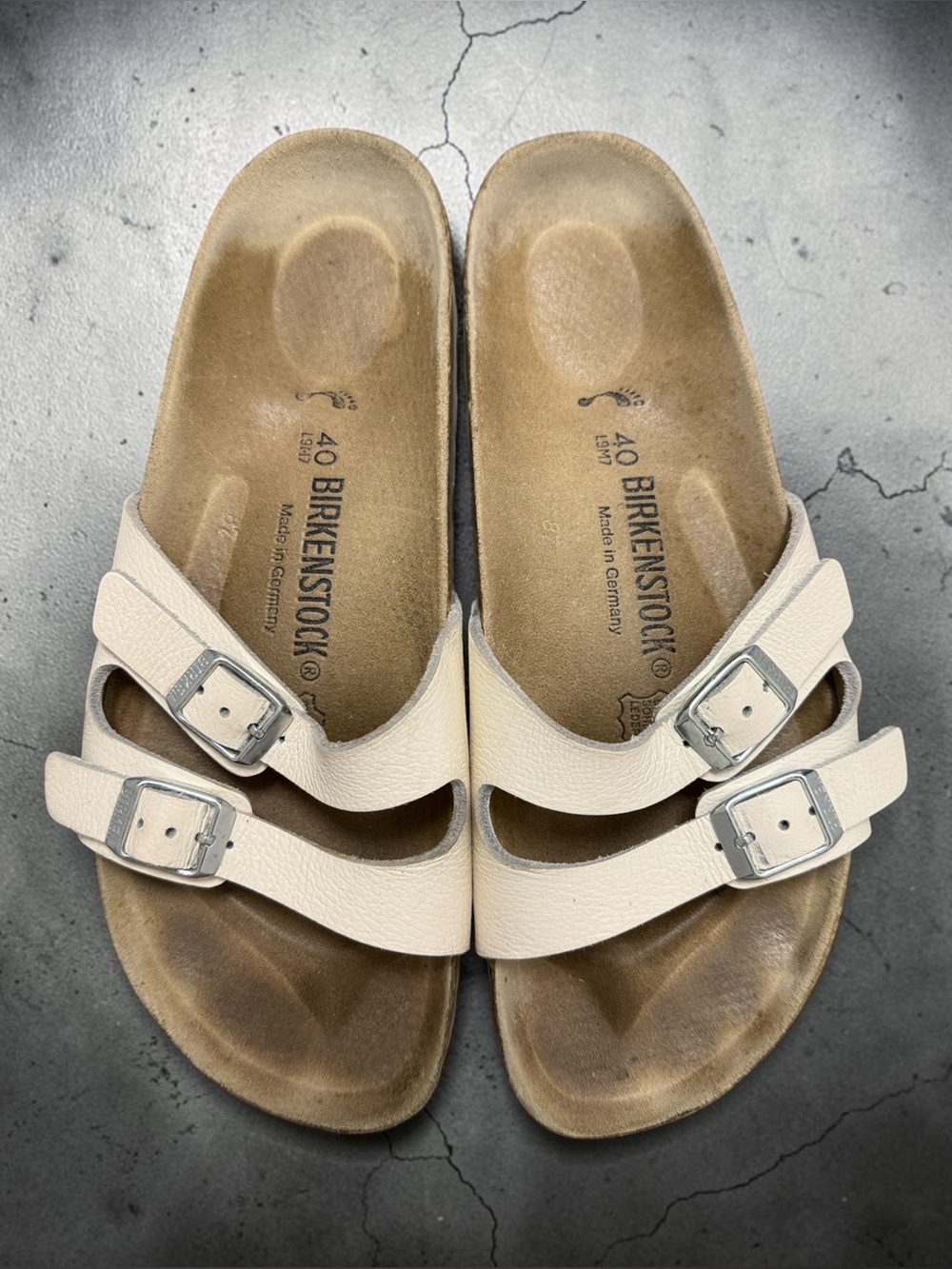 Birkenstock Ibiza White Double Buckle Sandals